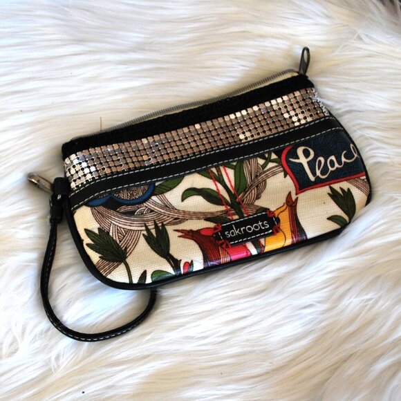 Sakroots Peace Love Wallet Wristlet Multi Color Floral - Picture 2 of 6